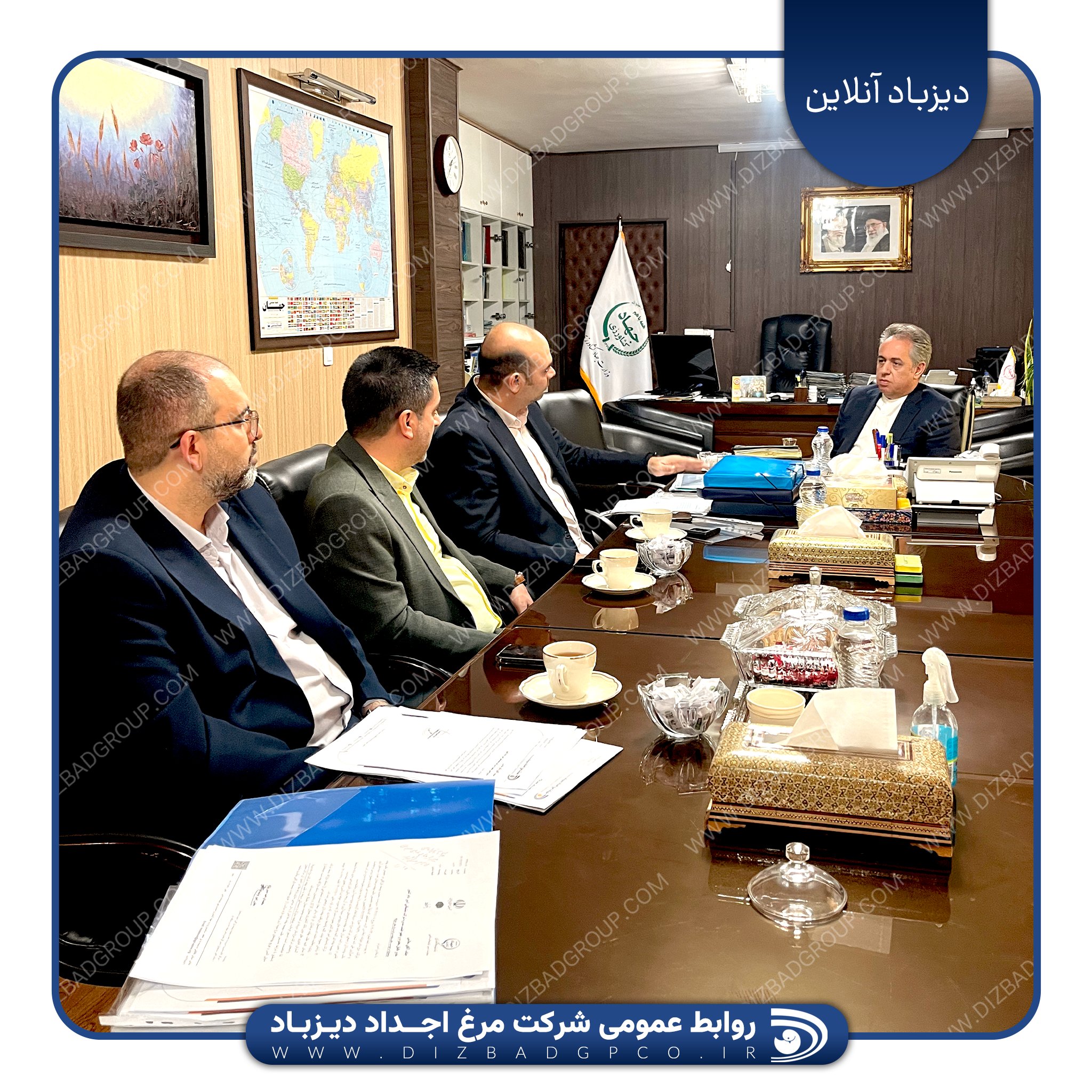 جلسه مدیرعامل شرکت مرغ اجداد دیزباد و هیئت همراه با مدیر کل پشتیبانی امور دام کشور